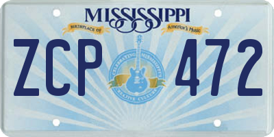MS license plate ZCP472