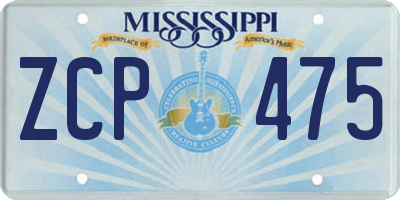 MS license plate ZCP475
