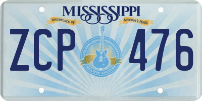 MS license plate ZCP476