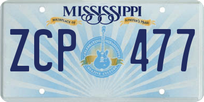MS license plate ZCP477