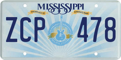 MS license plate ZCP478