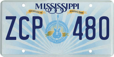 MS license plate ZCP480