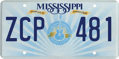 MS license plate ZCP481
