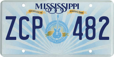 MS license plate ZCP482