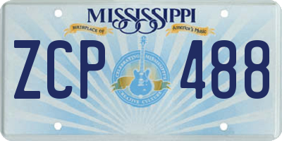 MS license plate ZCP488