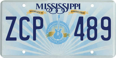 MS license plate ZCP489
