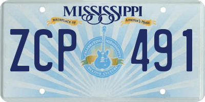 MS license plate ZCP491