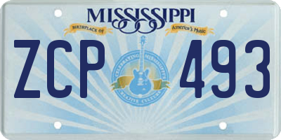 MS license plate ZCP493