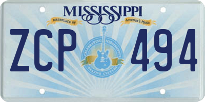 MS license plate ZCP494