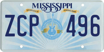 MS license plate ZCP496