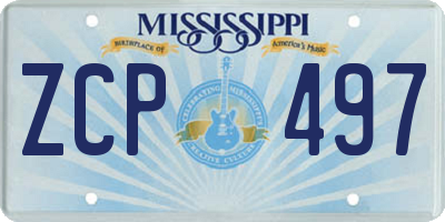 MS license plate ZCP497