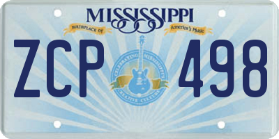 MS license plate ZCP498