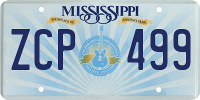 MS license plate ZCP499