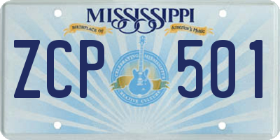 MS license plate ZCP501