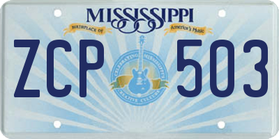 MS license plate ZCP503