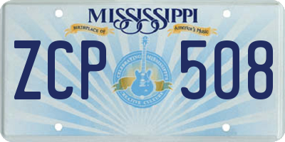 MS license plate ZCP508