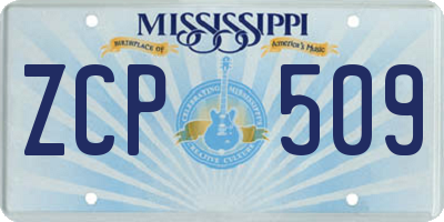 MS license plate ZCP509