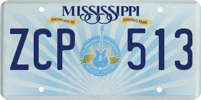 MS license plate ZCP513
