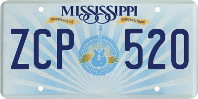 MS license plate ZCP520