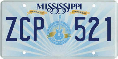 MS license plate ZCP521