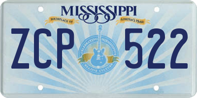MS license plate ZCP522