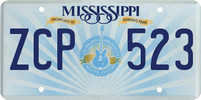 MS license plate ZCP523