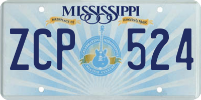 MS license plate ZCP524