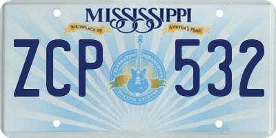 MS license plate ZCP532