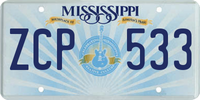 MS license plate ZCP533