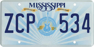 MS license plate ZCP534