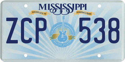 MS license plate ZCP538