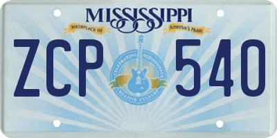 MS license plate ZCP540
