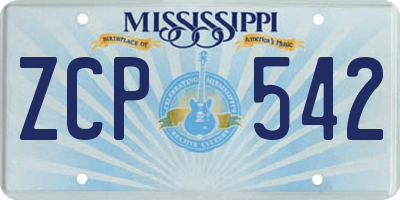 MS license plate ZCP542