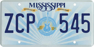 MS license plate ZCP545