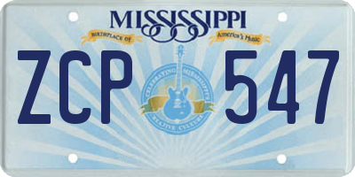 MS license plate ZCP547