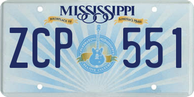 MS license plate ZCP551