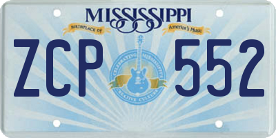 MS license plate ZCP552