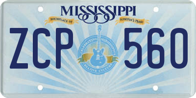 MS license plate ZCP560