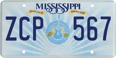 MS license plate ZCP567