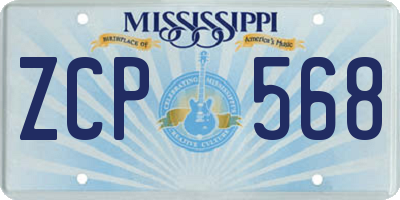 MS license plate ZCP568