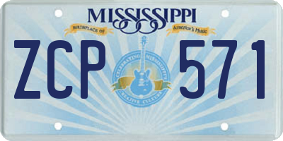 MS license plate ZCP571