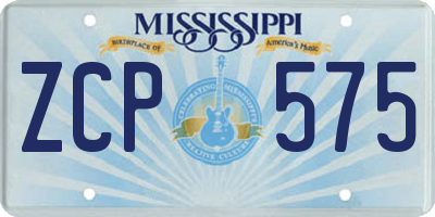 MS license plate ZCP575