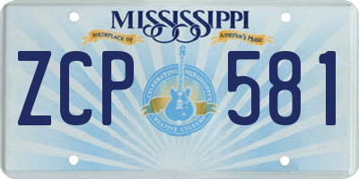 MS license plate ZCP581