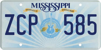 MS license plate ZCP585