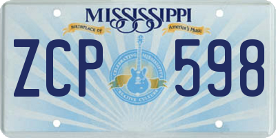 MS license plate ZCP598