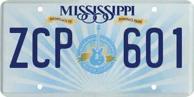 MS license plate ZCP601