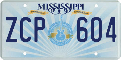 MS license plate ZCP604