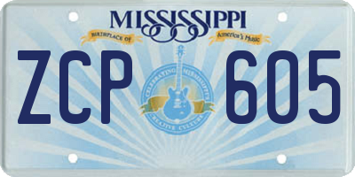 MS license plate ZCP605