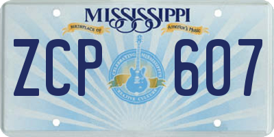 MS license plate ZCP607