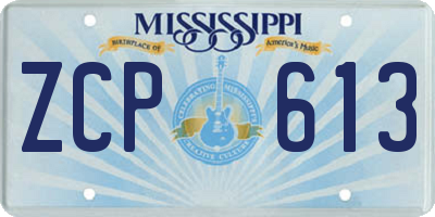 MS license plate ZCP613